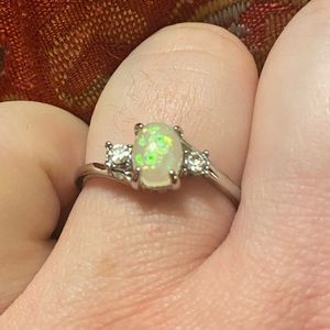 Silver Opal Ring Size 10